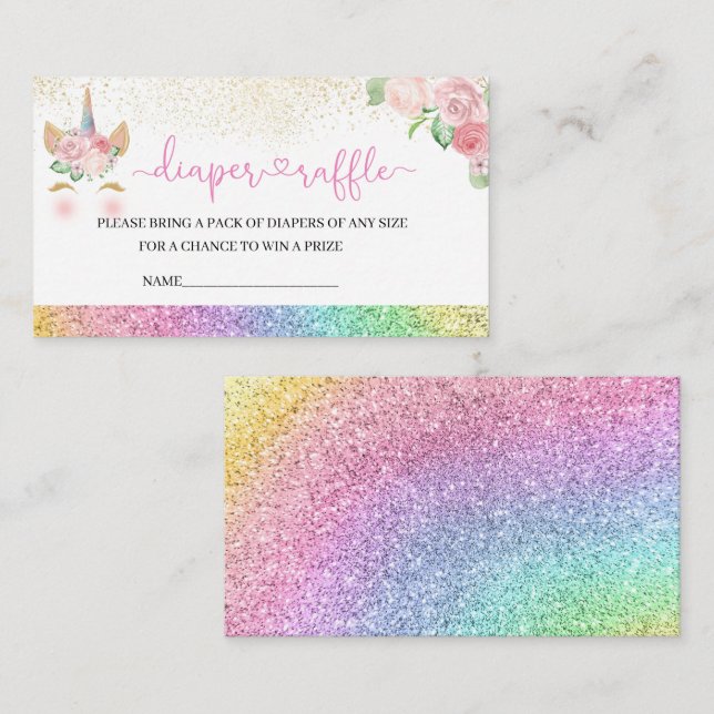 Cartão De Informações Um dia mágico está a caminho da rifa fralda (Frente/Verso)