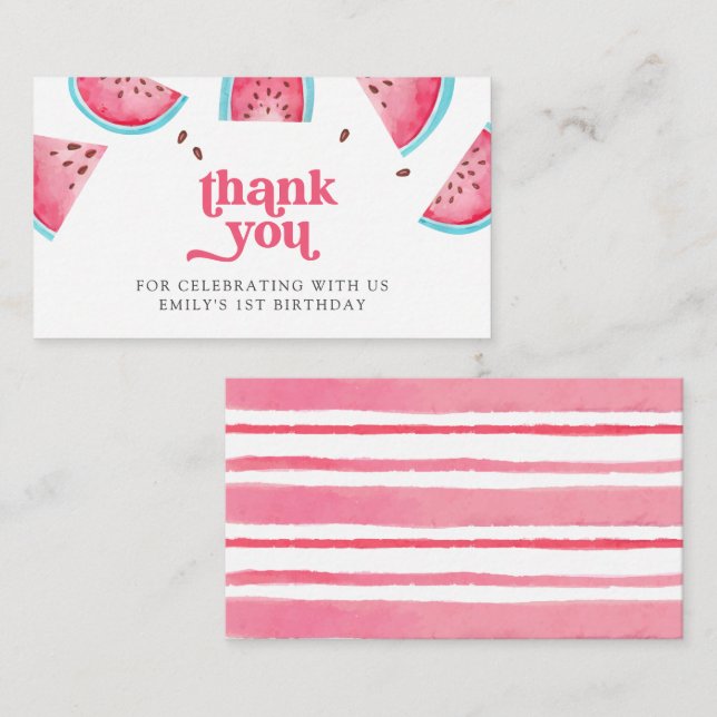 Cartão De Informações Um em um primeiro aniversario Melon Watermelon Obr (Frente/Verso)