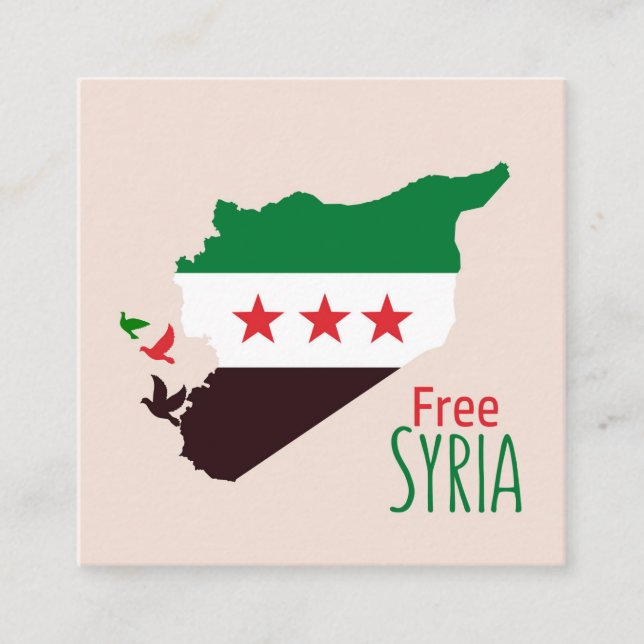 Cartão De Informações Um mapa da Síria com a bandeira da Revolução (Frente)