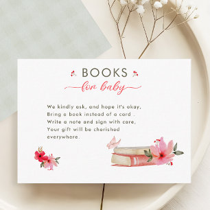 Cartão De Informações Um novo capítulo começa livro de flores para bebê