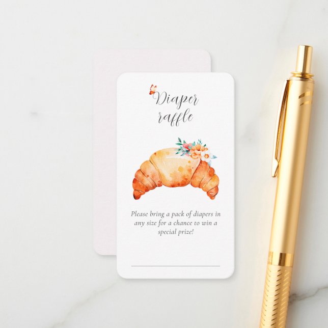 Cartão De Informações Um Pequeno Chá de fraldas de Raffle Fralda Croissa (Frente/Verso In Situ)