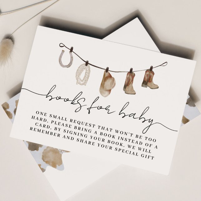 Cartão De Informações Um Pequeno Cowboy Livros para Bebê (books for baby request card for cowboy baby shower)
