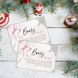 Cartão De Informações Um pequeno laço rosa com glitter de floco de neve