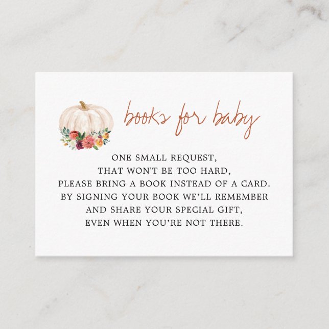 Cartão De Informações Um Pequeno Livro De Chás de fraldas De Abóbora (Frente)