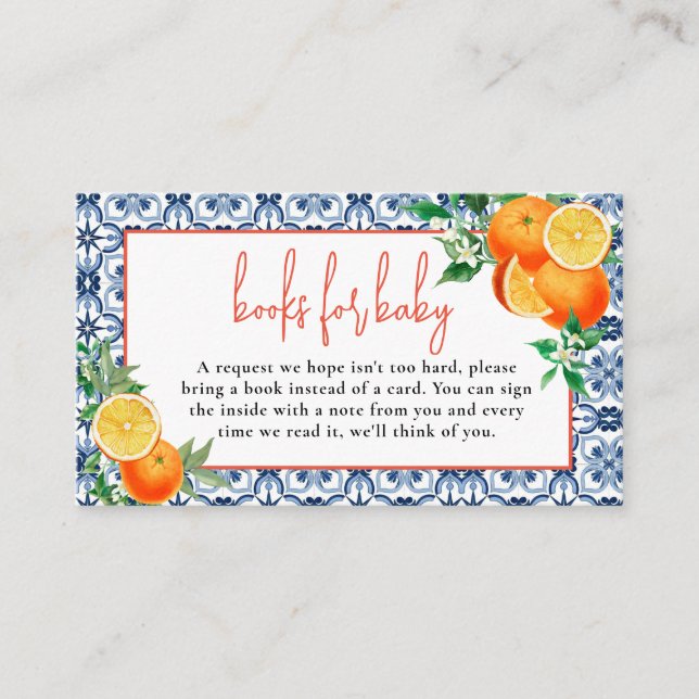 Cartão De Informações Um Pequeno Livro de Positano Laranja Cutie para Be (Frente)