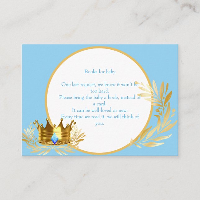 Cartão De Informações Um pequeno príncipe está a caminho Livros para beb (Frente)