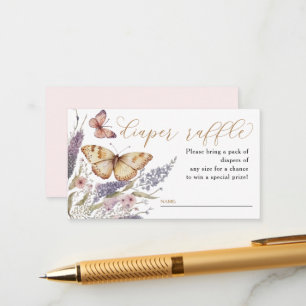 Cartão De Informações Um Pequeno Raffle Chá de fraldas-Borboleta