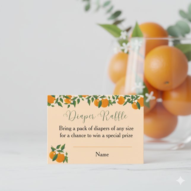 Cartão De Informações Um Pequeno Raffle Chá de fraldas Laranja Pequeno (Criador carregado)