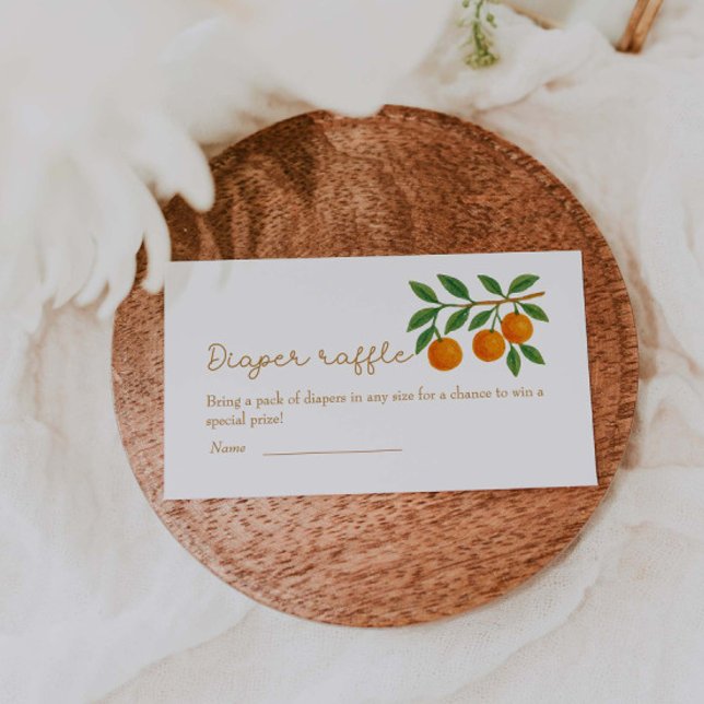 Cartão De Informações Um Pequeno Raffle Chá de fraldas Laranja Pequeno (Criador carregado)