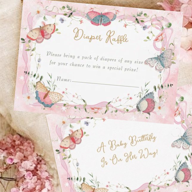 Cartão De Informações Uma Borboleta Bebê Está A Caminho De Fralda Raffle (Criador carregado)