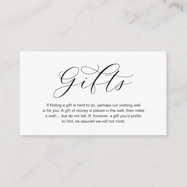 Cartão De Informações Uma Nota Sobre Presentes de Casamento, Beleza Luxo (Frente)