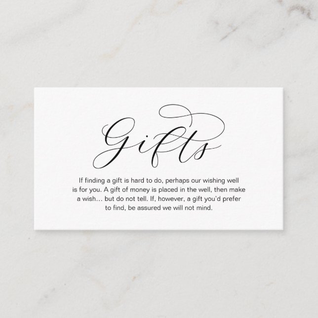 Cartão De Informações Uma Nota Sobre Presentes De Casamento, Lindo Luxo  (Frente)
