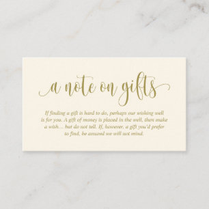 Cartão De Informações Uma Nota Sobre Presentes De Casamento, Script Eleg