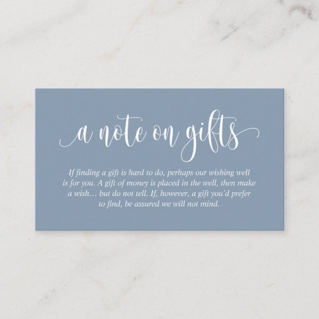 Cartão De Informações Uma Nota Sobre Presentes De Casamento, Script Eleg (Frente)