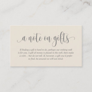 Cartão De Informações Uma Nota Sobre Presentes De Casamento, Script Eleg