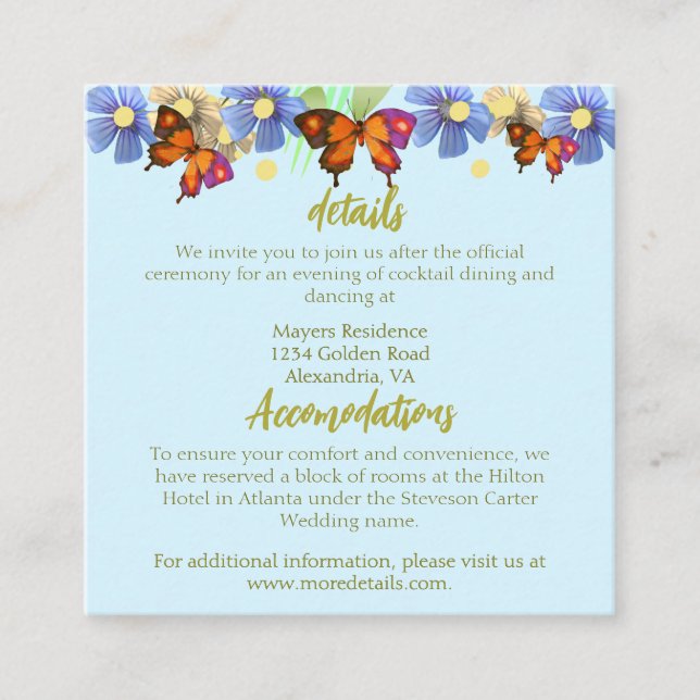 Cartão De Informações Uma Pequena Borboleta Está No Caminho (Frente)