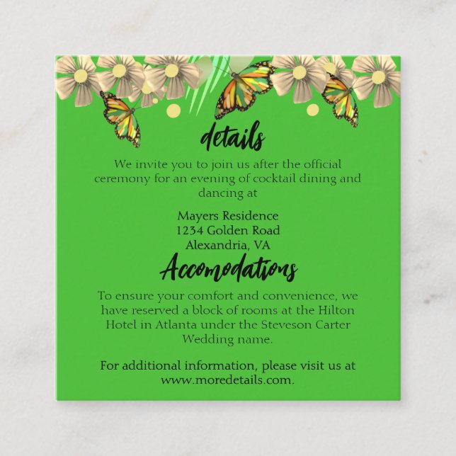 Cartão De Informações Uma Pequena Borboleta Está No Caminho (Frente)