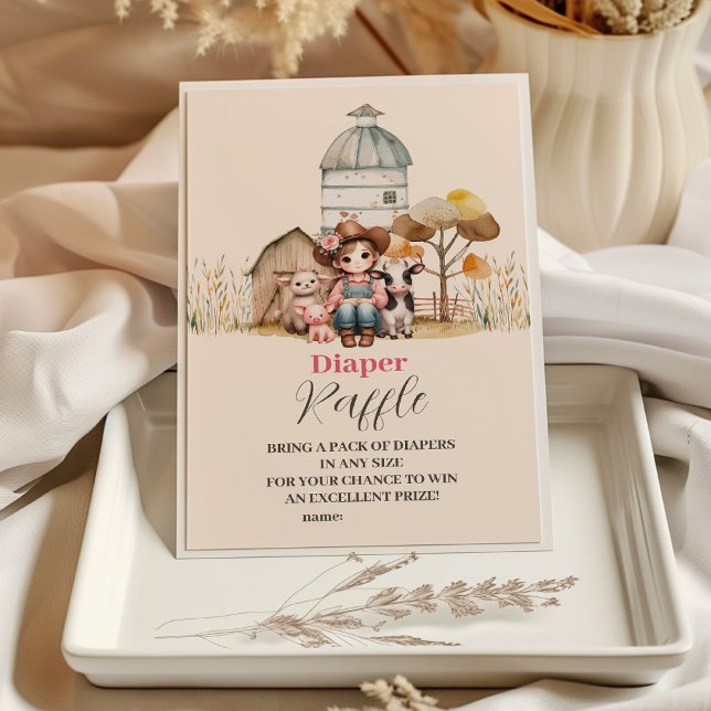 Cartão De Informações Uma Pequena Cowgirl Está A Caminho! Diapper Raffle (Criador carregado)