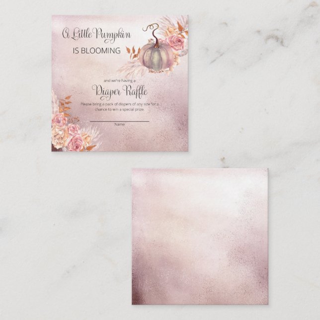 Cartão De Informações Uma Pequena Fralda De Abóbora Raffle Enclosu (Frente/Verso)