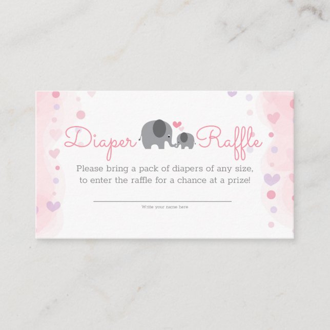 Cartão De Informações Uma Pequena Garota Elefante Chá Raffle (Frente)