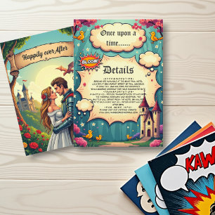 Cartão De Informações Uma Vez Em Um Casamento De Conto De Fairytale Do C