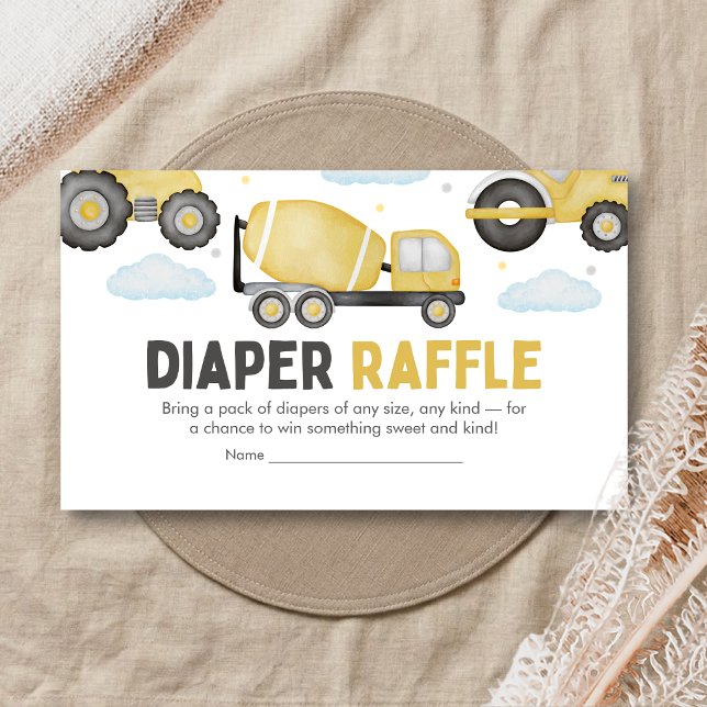 Cartão De Informações Under Construction Baby Shower Diaper Raffle (Caution Baby Under Construction Baby Shower Diaper Raffle)