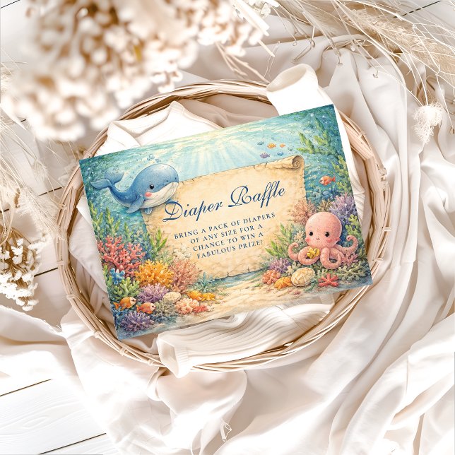 Cartão De Informações Under The Sea Baby Shower Diapper Raffle (Criador carregado)