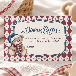 Cartão De Informações Ursa de Natal Menino Prep Diaper Rifas