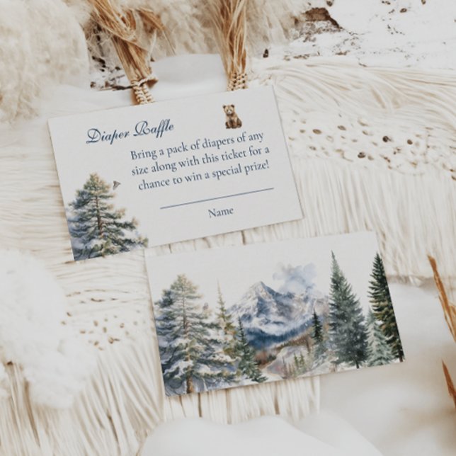 Cartão De Informações Urso Aventura Montanha da Neve Raffle Fralda (Criador carregado)