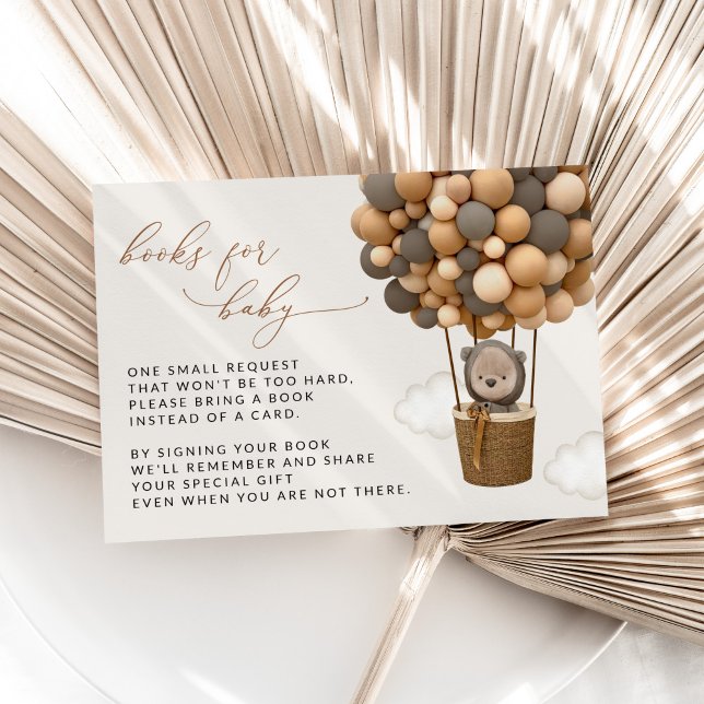 Cartão De Informações Urso, Balões Marrons, Livros de Chuvinha para Bebê (Criador carregado)