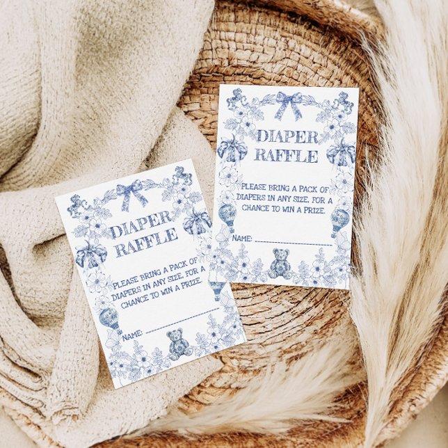 Cartão De Informações Urso Chinoiserie Chá de fraldas Floral Raffle (Criador carregado)