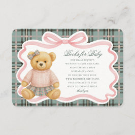 Cartão De Informações Urso com Laço Coquete Rosa Placas de Livros para C
