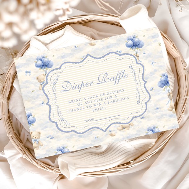 Cartão De Informações Urso de Balão de Mirtilo Fralda Sorteio (Criador carregado)