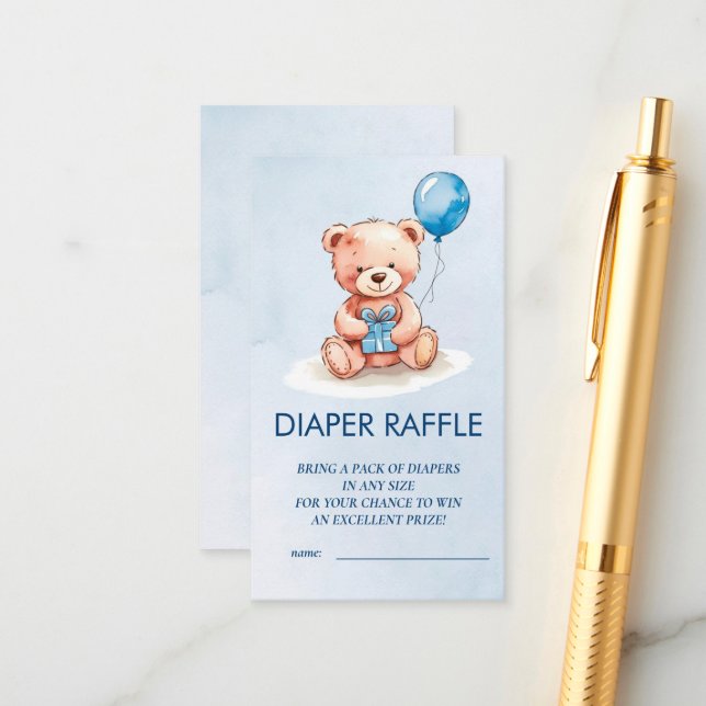 Cartão De Informações Urso de brinquedo bonito com balão (Frente/Verso In Situ)