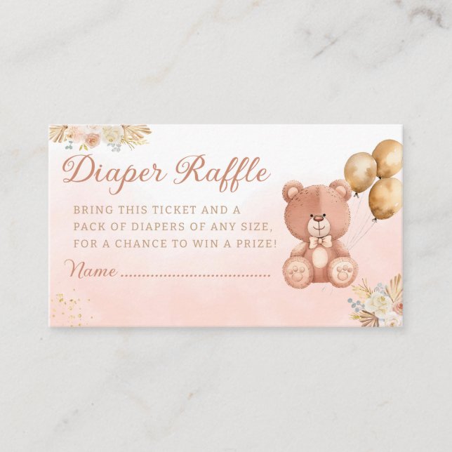 Cartão De Informações Urso de fralda de água (Frente)