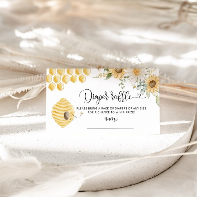 Cartão De Informações Urso de mel, bilhete de fralda de girassol (Criador carregado)