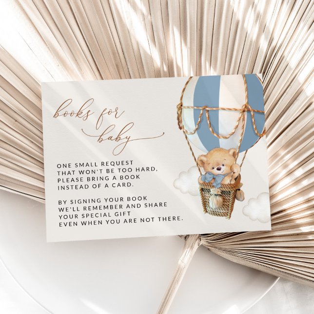 Cartão De Informações Urso de Pelúcia, Balão Azul, Livros Para Bebê (Criador carregado)