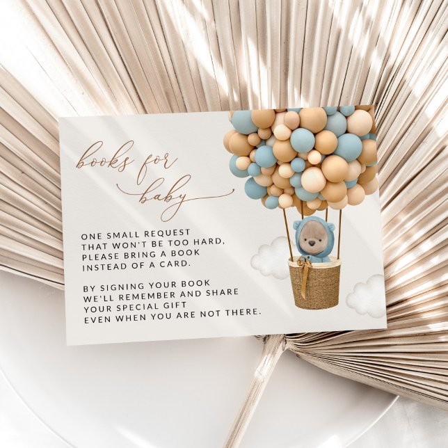 Cartão De Informações Urso De Teddy, Balões Azuis, Livros Para Bebê (Criador carregado)