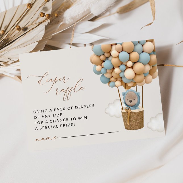 Cartão De Informações Urso de Teddy, Balões Azuis, Raffle Fralda (Criador carregado)