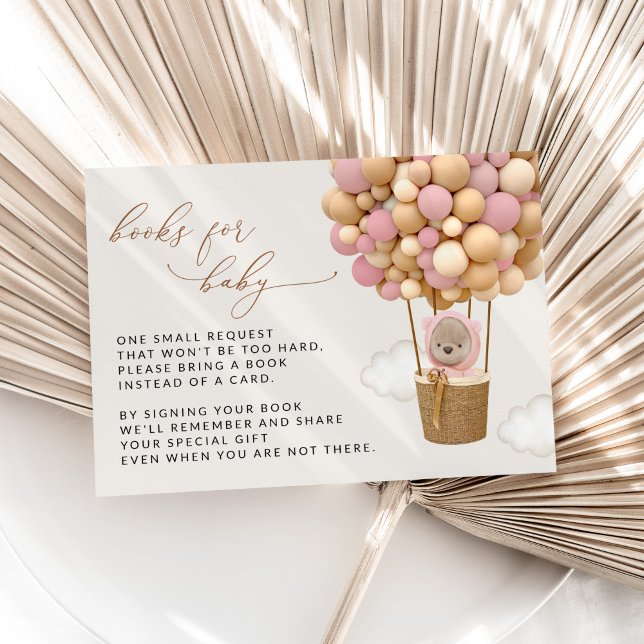 Cartão De Informações Urso De Teddy, Balões De Rosa, Livros Para Bebê (Criador carregado)