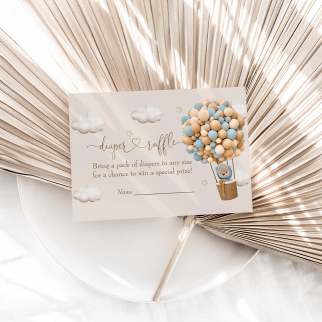 Cartão De Informações Urso De Teddy Bonito Com Balões Azuis Fralda Raffl (Criador carregado)