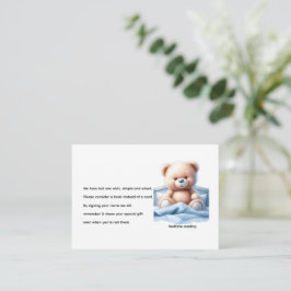 Cartão De Informações Urso de Teddy Bonito em Livro Azul