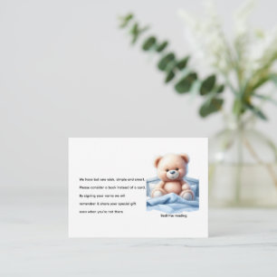 Cartão De Informações Urso de Teddy Bonito em Livro Azul