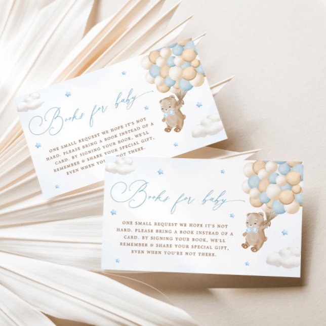 Cartão De Informações Urso de Teddy com Pedido de Livro de Balões Azuis (Criador carregado)