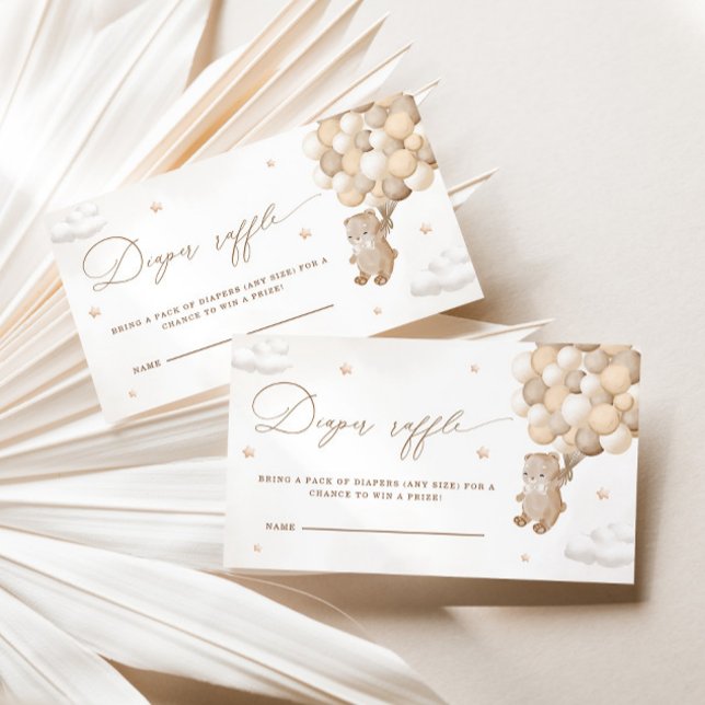 Cartão De Informações Urso de Teddy Raffle Fralda Neutro Sexo (Criador carregado)