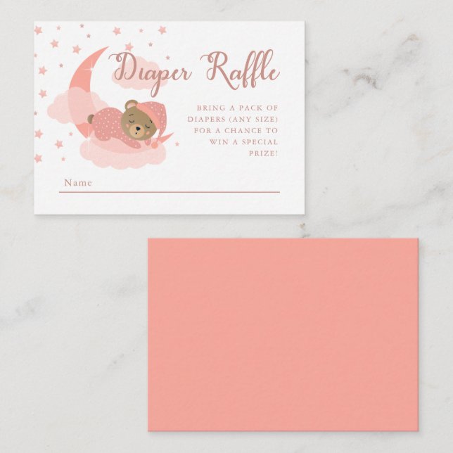 Cartão De Informações Urso Dormindo Sobre A Fralda Da Lua (Frente/Verso)