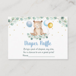 Cartão De Informações Urso Verde Dourado Fralda Azul Raffle