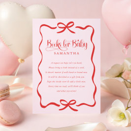 Cartão De Informações Valentines bow girl baby shower books for baby 
