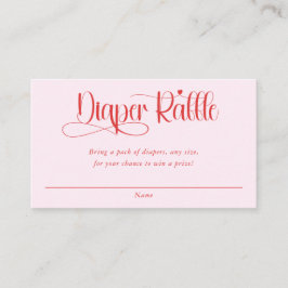 Cartão De Informações Valentines heart girl baby shower diaper raffle