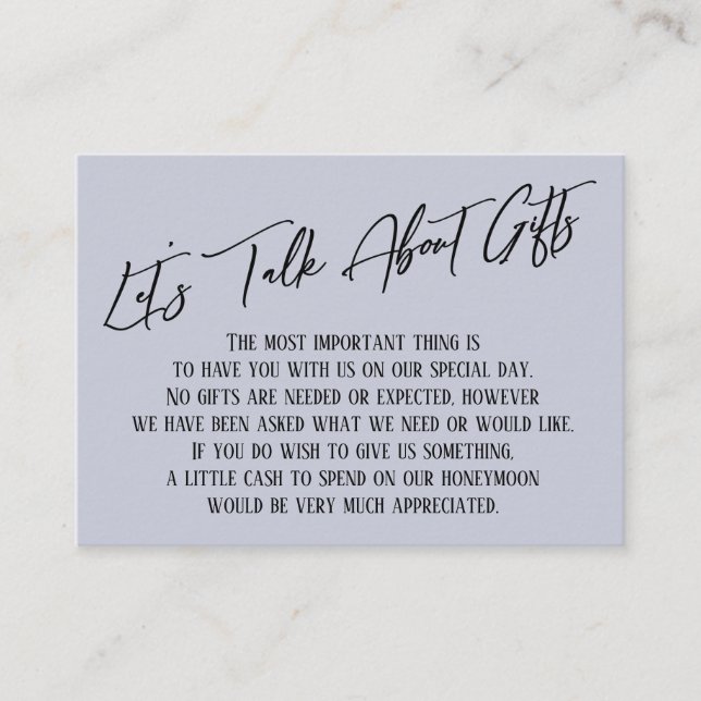 Cartão De Informações Vamos Fala Sobre Escrita Manual De Presentes Azul (Frente)